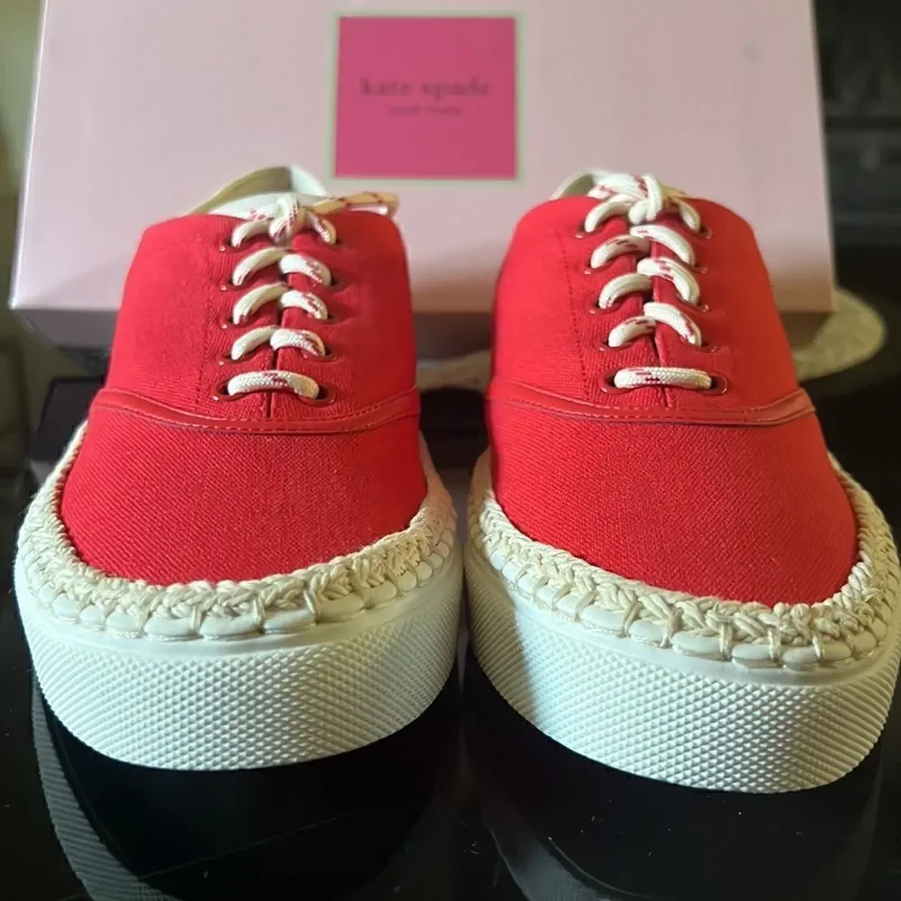 KATE SPADE espadrille lace sneakers coral rose 7.5